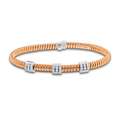Tessitore Diamond-Pavé Tubogas Bangle in 18K Rose & White Gold