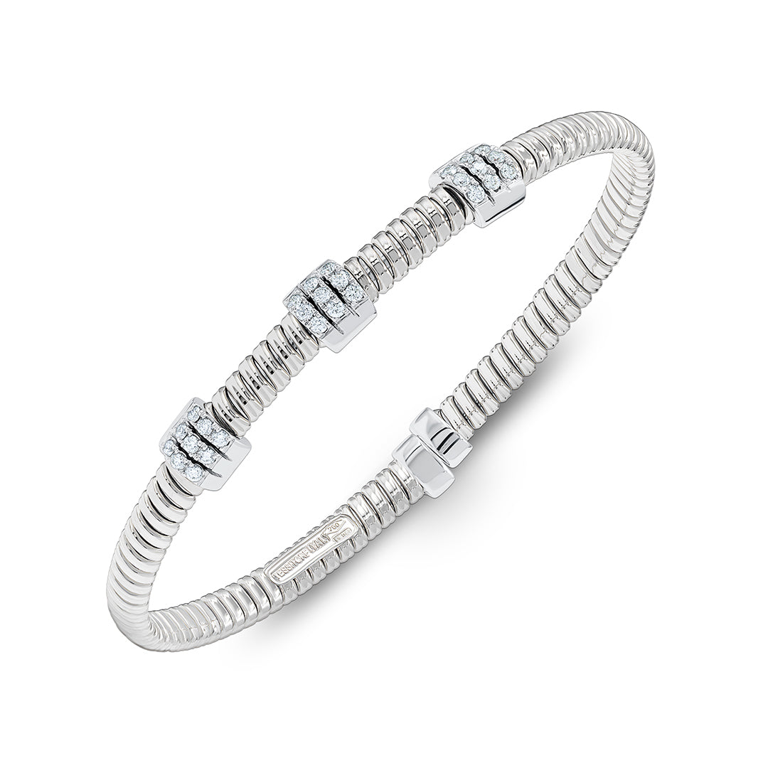 Tessitore Diamond-Pavé Tubogas Bangle in 18K White Gold