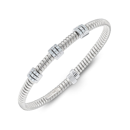 Tessitore Diamond-Pavé Tubogas Bangle in 18K White Gold