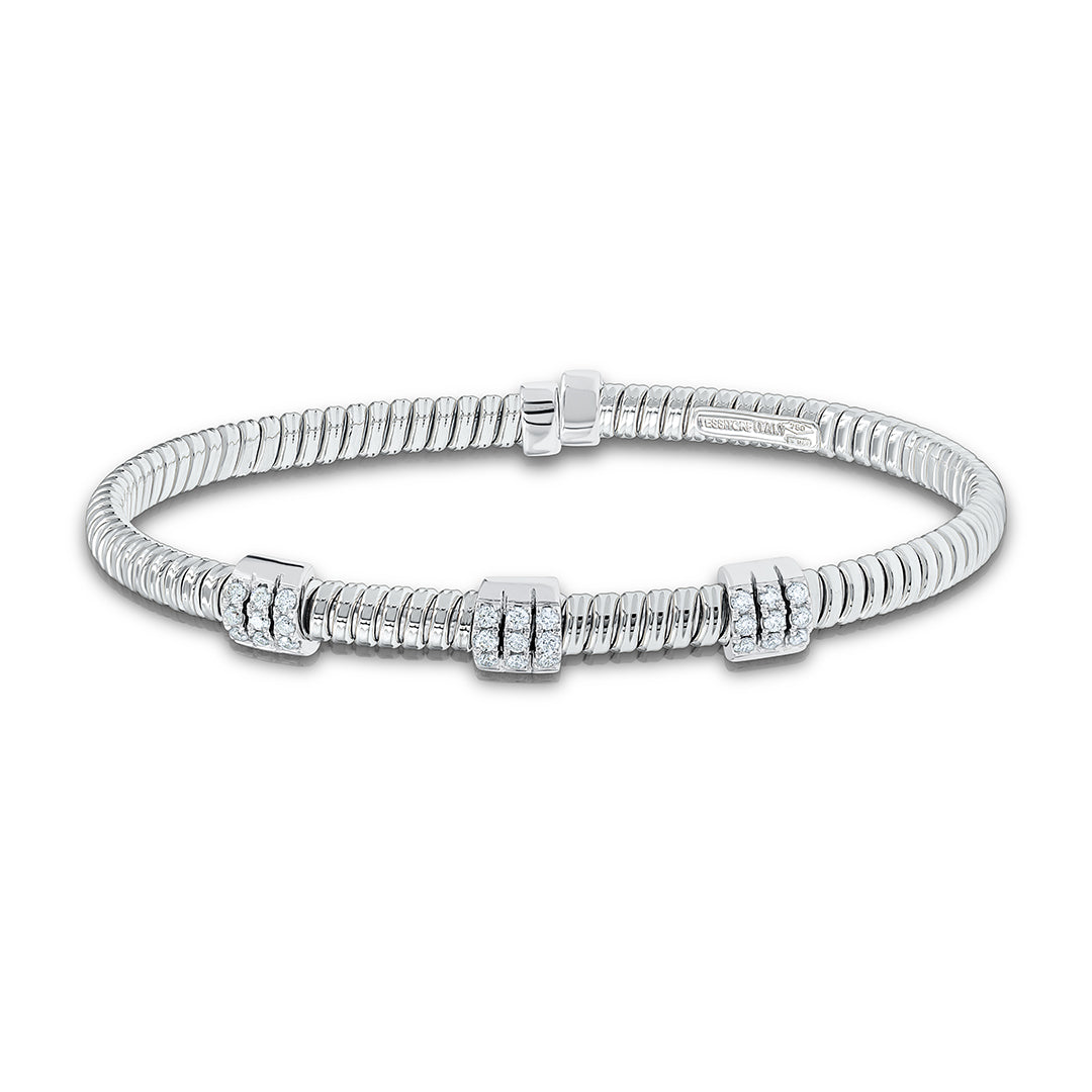 Tessitore Diamond-Pavé Tubogas Bangle in 18K White Gold