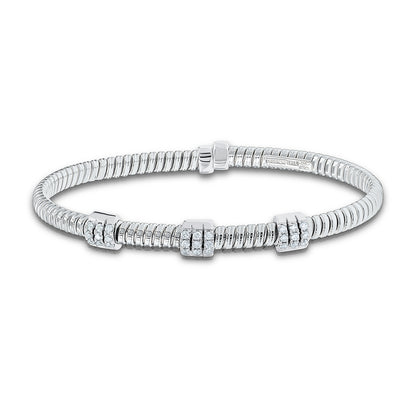 Tessitore Diamond-Pavé Tubogas Bangle in 18K White Gold