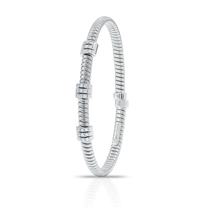 Tessitore Diamond-Pavé Tubogas Bangle in 18K White Gold