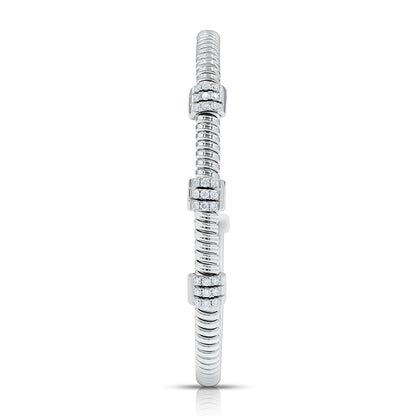 Tessitore Diamond-Pavé Tubogas Bangle in 18K White Gold