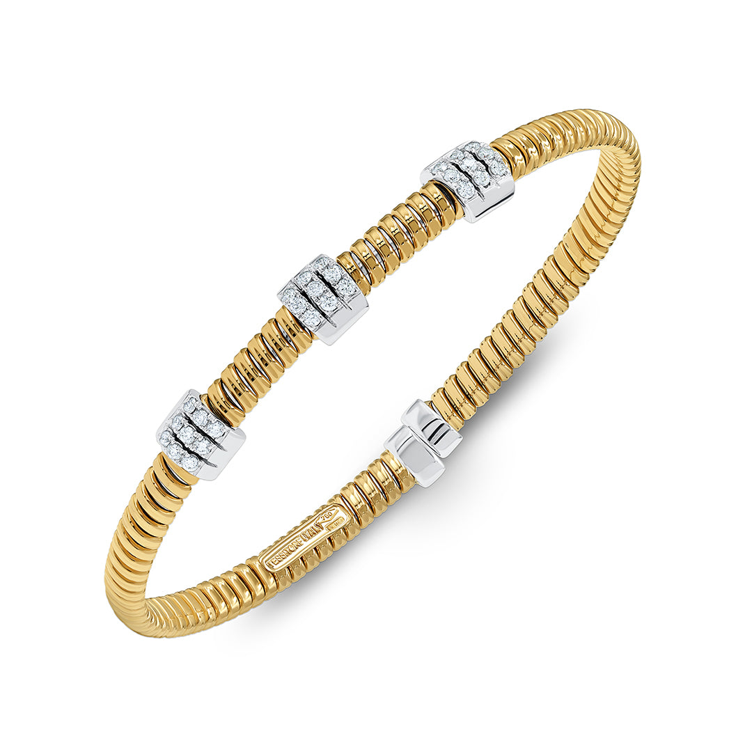 Tessitore Diamond-Pavé Tubogas Bangle in 18K Yellow & White Gold