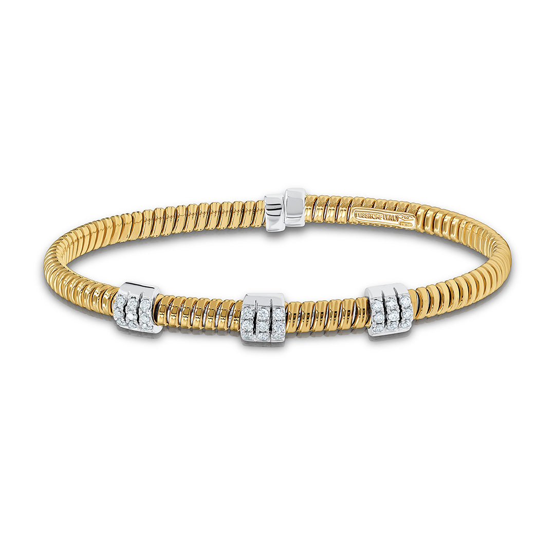 Tessitore Diamond-Pavé Tubogas Bangle in 18K Yellow & White Gold
