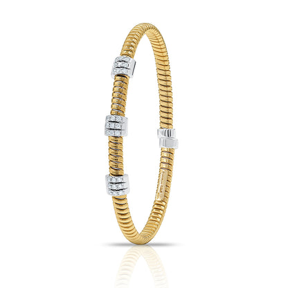 Tessitore Diamond-Pavé Tubogas Bangle in 18K Yellow & White Gold