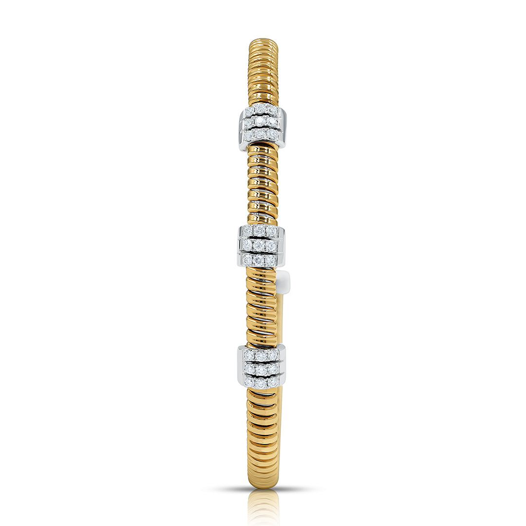 Tessitore Diamond-Pavé Tubogas Bangle in 18K Yellow & White Gold
