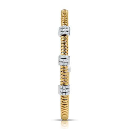 Tessitore Diamond-Pavé Tubogas Bangle in 18K Yellow & White Gold