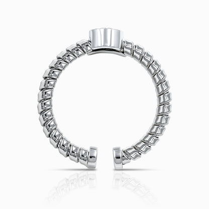 Tessitore Diamond Cluster Tubogas Open-Cuff Ring in 18K White Gold