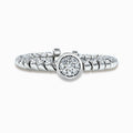 Tessitore Diamond Cluster Tubogas Open-Cuff Ring in 18K White Gold