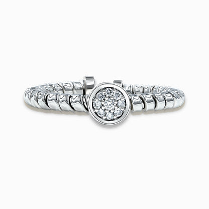 Tessitore Diamond Cluster Tubogas Open-Cuff Ring in 18K White Gold