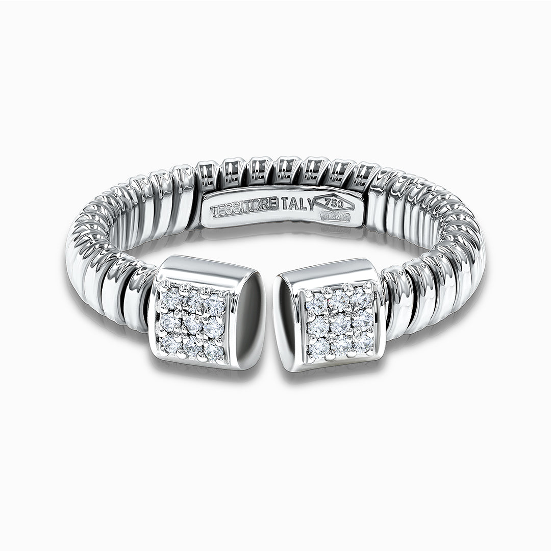 Tessitore 18K White Gold Diamond Pavé Flexible Bypass Ring