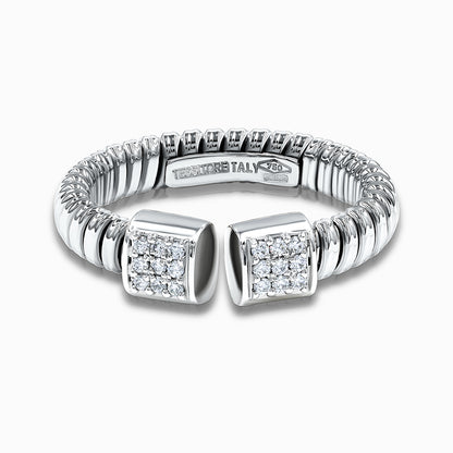 Tessitore 18K White Gold Diamond Pavé Flexible Bypass Ring