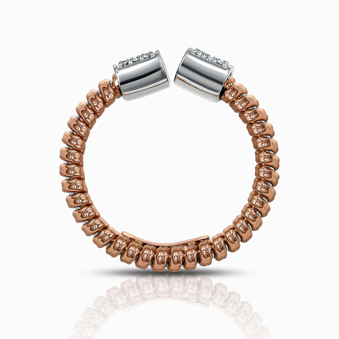 Tessitore 18K Rose Gold Diamond Pavé Flexible Bypass Ring