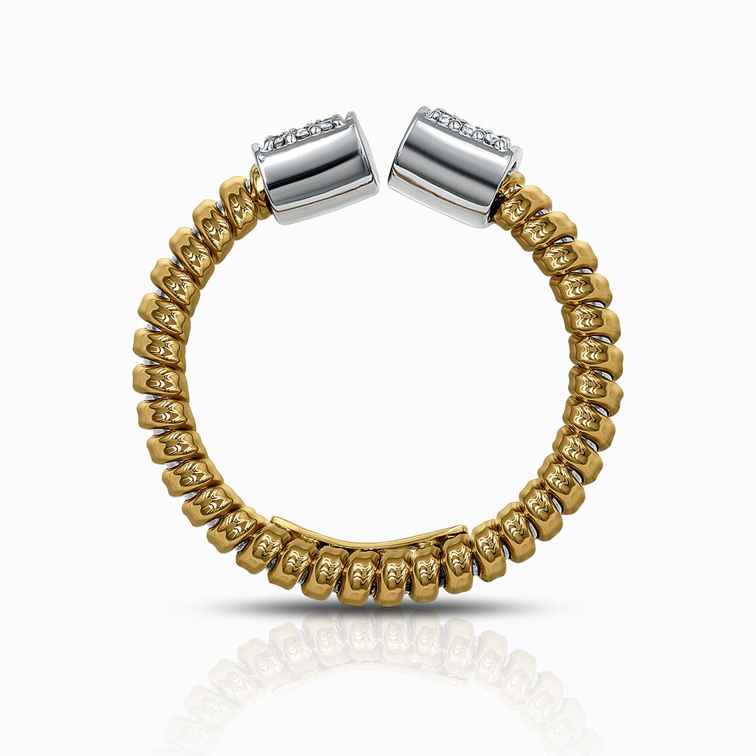 Tessitore 18K Yellow Gold Diamond Pavé Flexible Bypass Ring