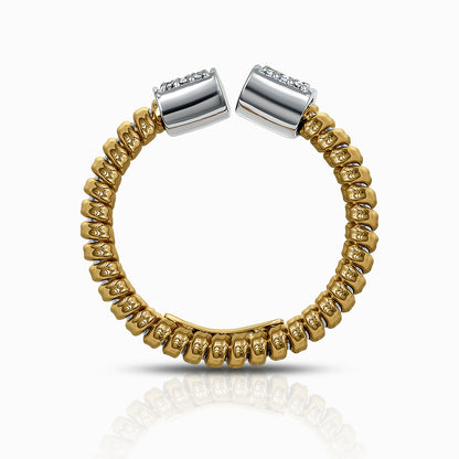 Tessitore 18K Yellow Gold Diamond Pavé Flexible Bypass Ring