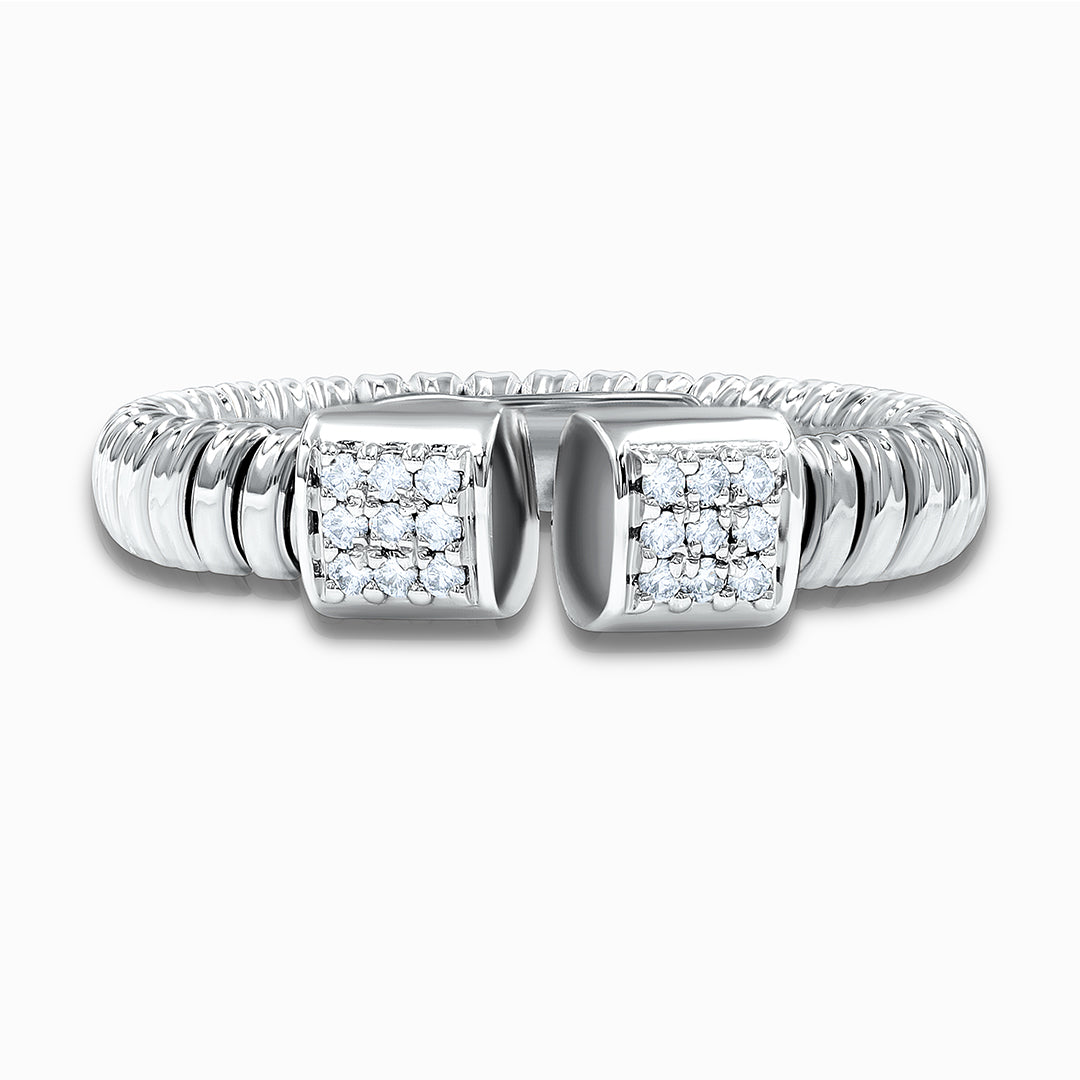 Tessitore 18K White Gold Diamond Pavé Flexible Bypass Ring