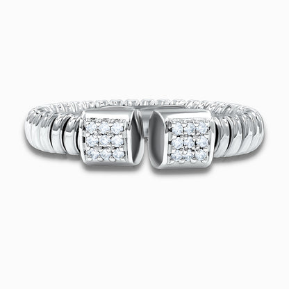 Tessitore 18K White Gold Diamond Pavé Flexible Bypass Ring