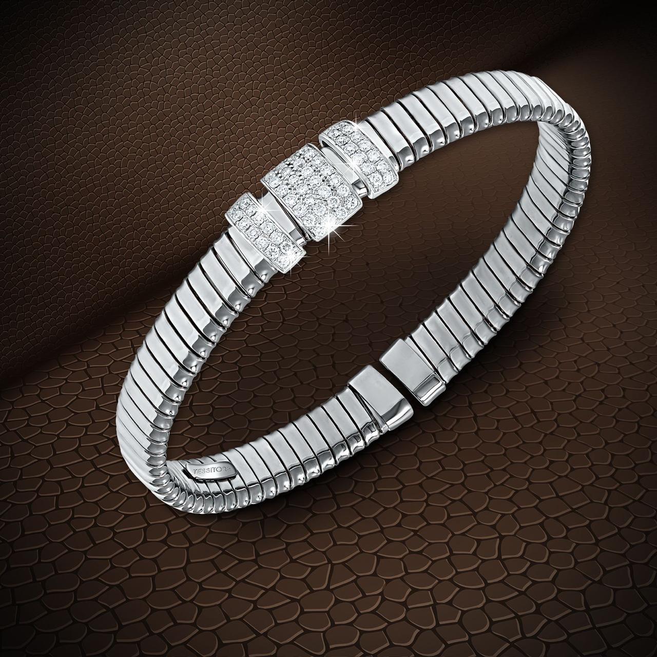 Tesitore Signature Diamond Flex Bangle – White Gold - Liali  Jewellery UAE 