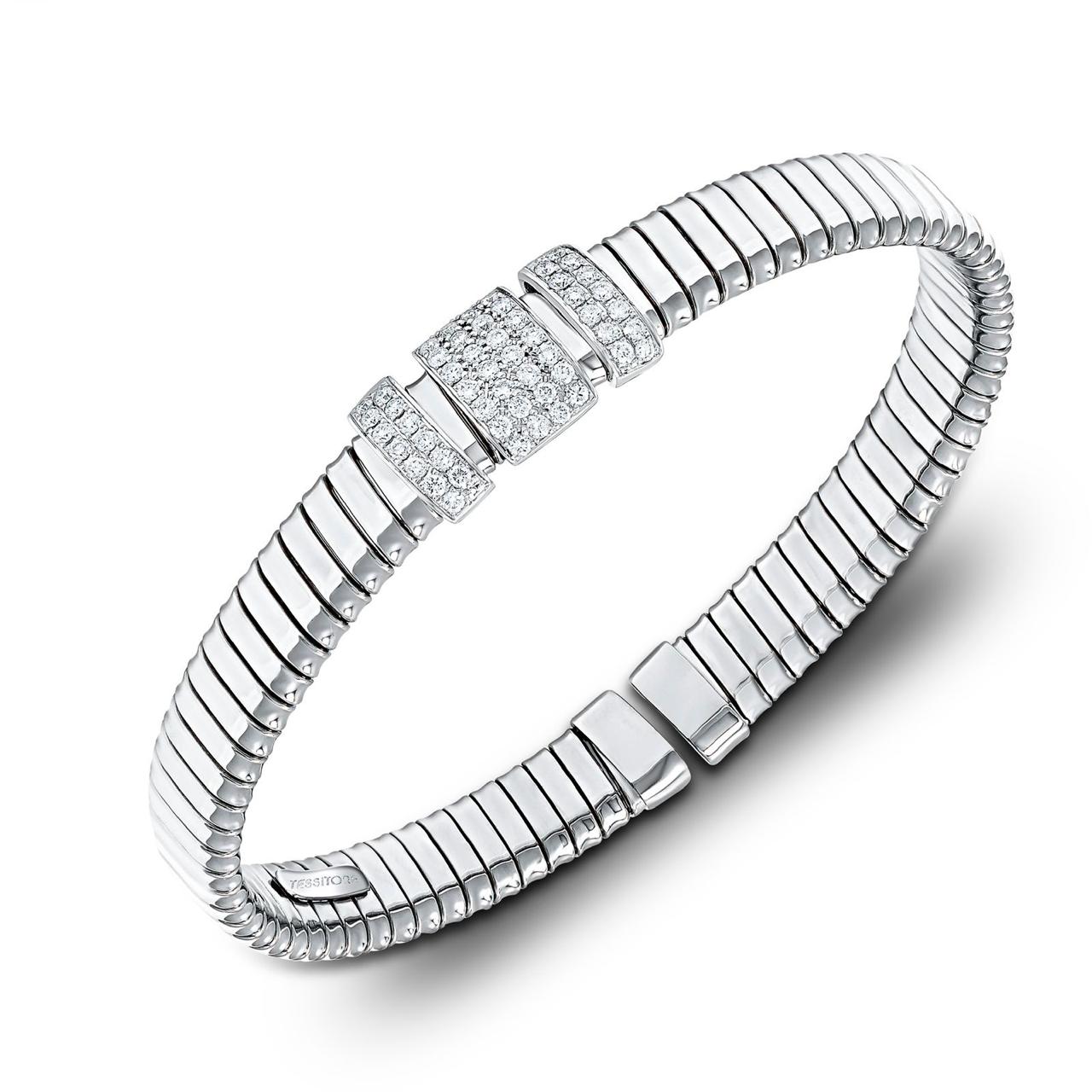 Tesitore Signature Diamond Flex Bangle – White Gold - Liali  Jewellery UAE 