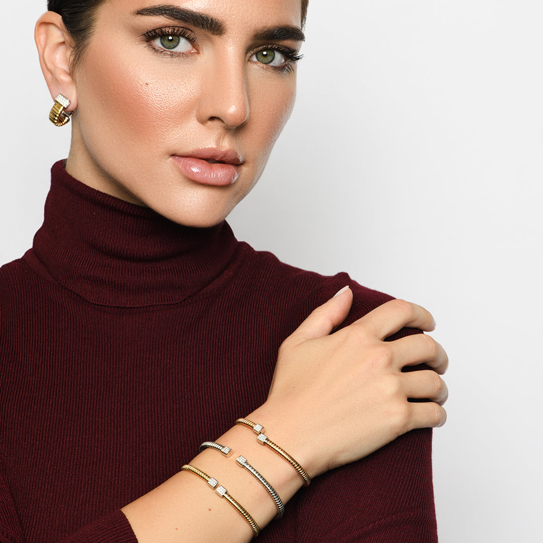 Tessitore Diamond-Studded Bangle in 18K Rose Gold