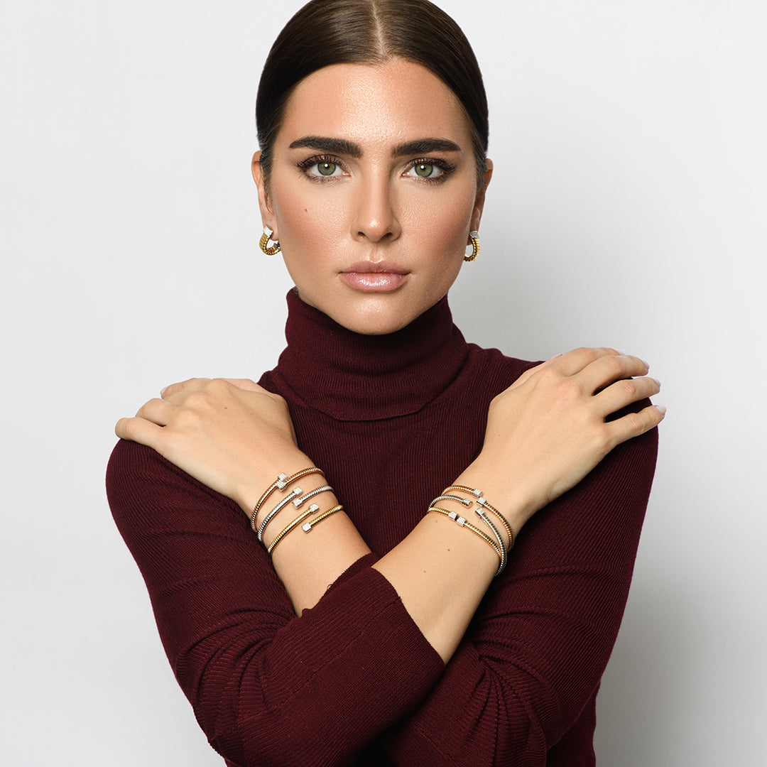 Tessitore Diamond-Studded Bangle in 18K White Gold - 46