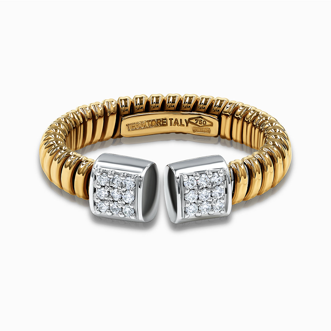 Tessitore_18K_Yellow_Gold_Diamond_Pav_Flexible_Bypass_Ring_by_liali_jewellery - Shop diamond jewellery online through www.lialijewellery.com - world wide shipping - free delivery in UAE 