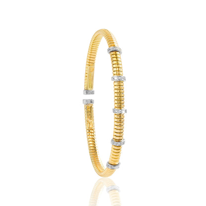 Tessitore Diamond-Studded Bangle in 18K Yellow Gold by Liali Jewellery - shop diamond jewellery online through www.lialijewellery.com - world wide shipping - free delivery in UAE