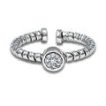 Tessitore Diamond Cluster Tubogas Open-Cuff Ring in 18K White Gold