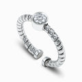 Tessitore Diamond Cluster Tubogas Open-Cuff Ring in 18K White Gold