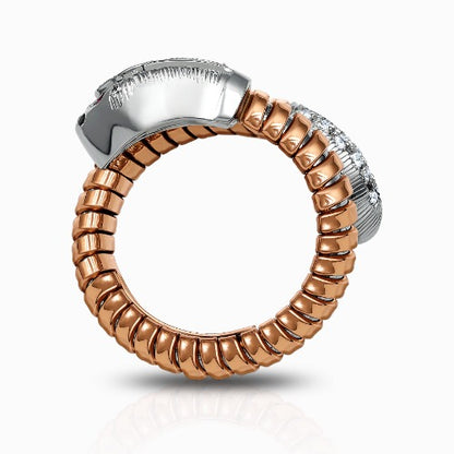 Tessitore Serpente Diamond & Ruby Coiled Ring in 18K Rose & White Gold