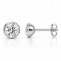 0.50 Carat Diamond Solitaire Bezel Stud Earrings
