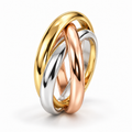 Trinity Interlocking 18K Tri-Colour Gold Ring