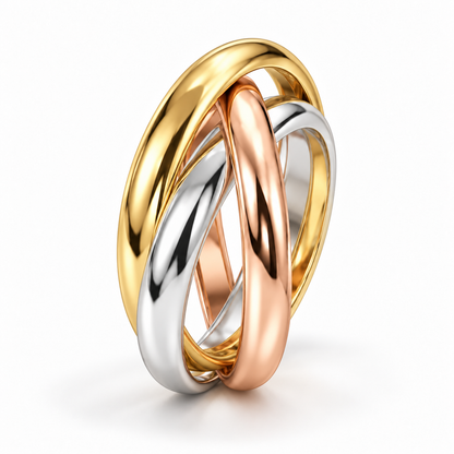 Trinity Interlocking 18K Tri-Colour Gold Ring
