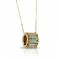 Baguette Barrel 18K Yellow Gold Pendant Necklace