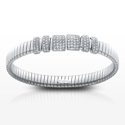 Tesitore Radiant Grid Diamond Flex Bangle – 18K White Gold