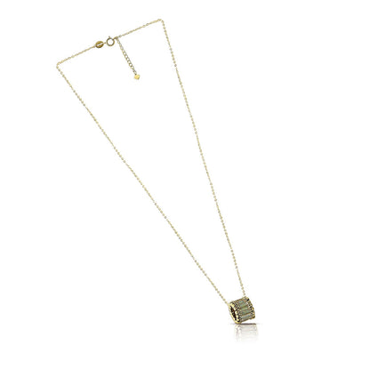 Baguette Barrel 18K Yellow Gold Pendant Necklace