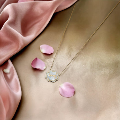 Halo Ummi Diamond Pendant in MOP & 18K Gold