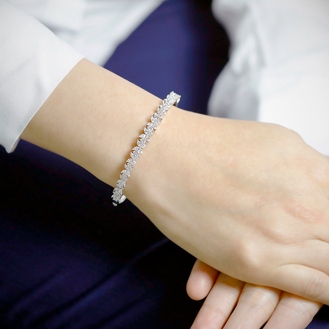 Red Carpet Round and Marquise Diamond Bangle