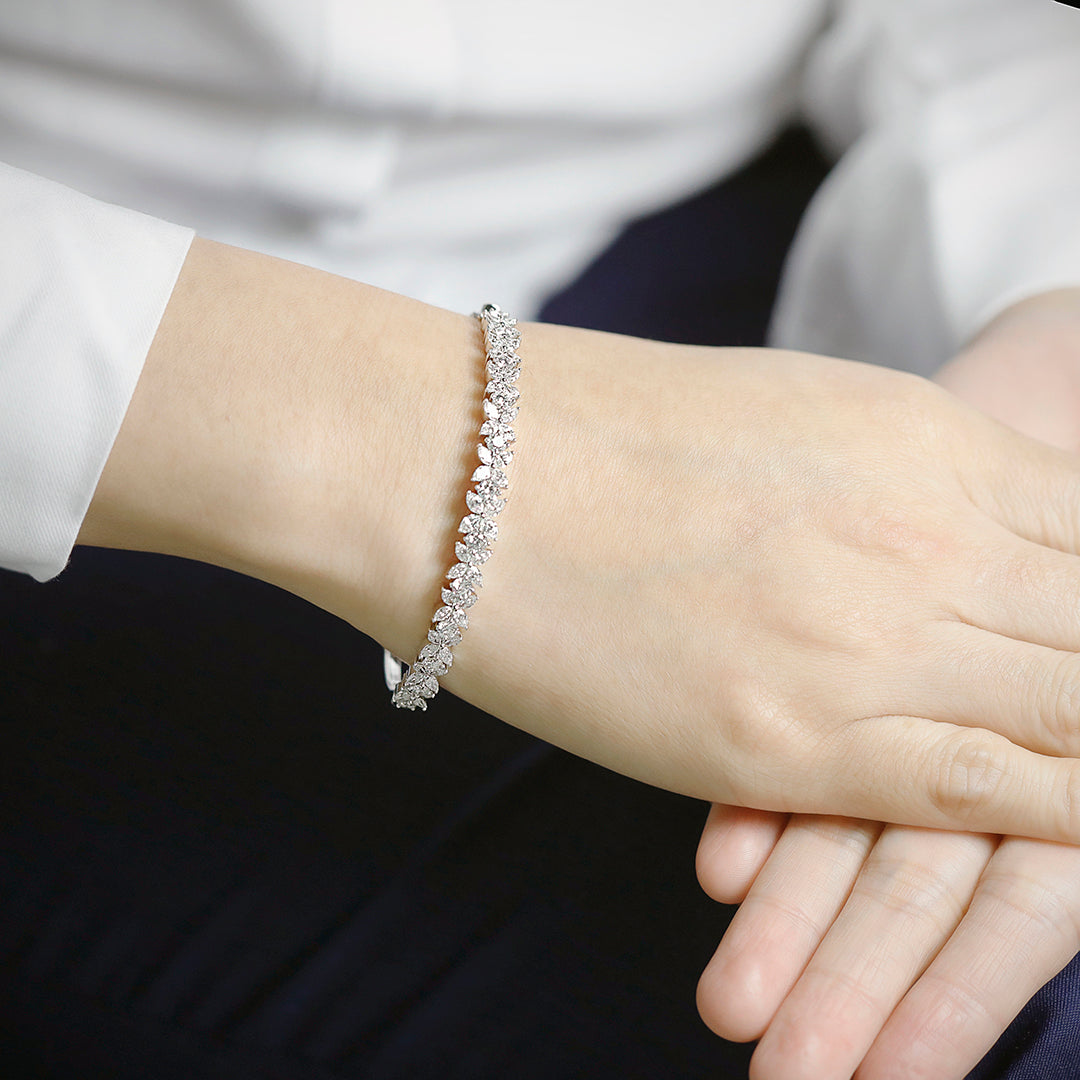 Red Carpet Round and Marquise Diamond Bangle - Large