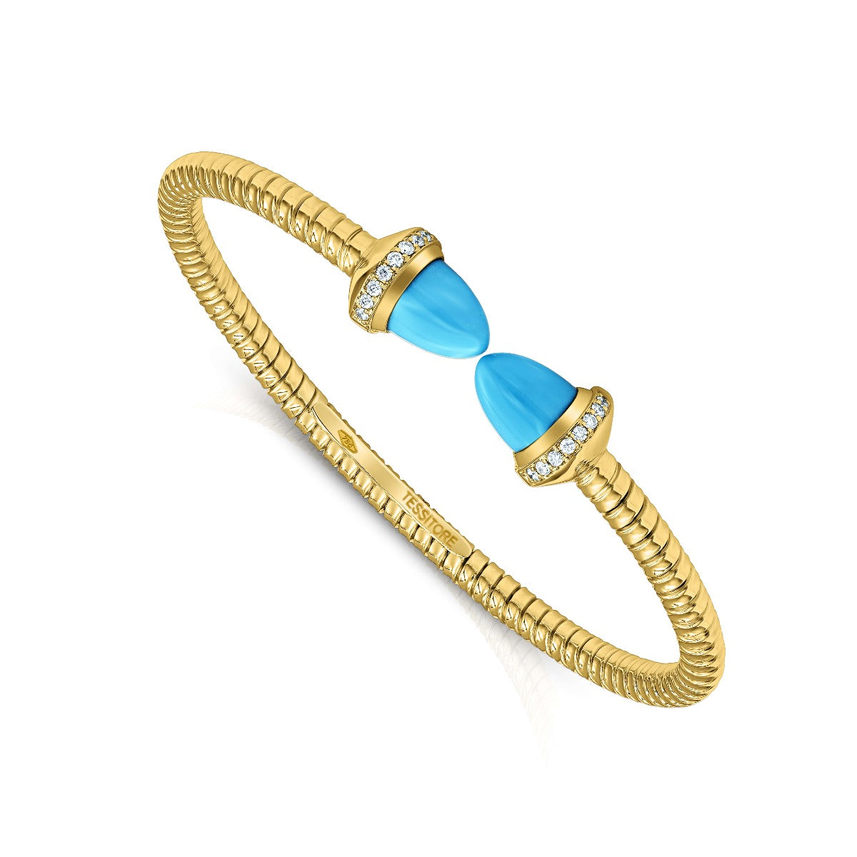 Tessitore Luxe Tubogas Bangle with Turquoise & Diamonds