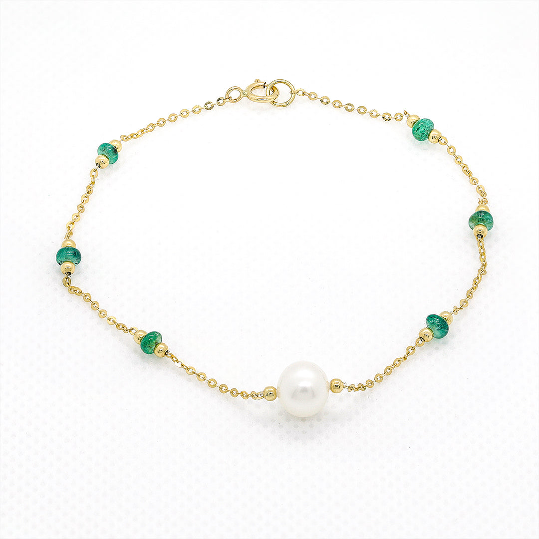 Pearl Bracelet with Green Color Beads