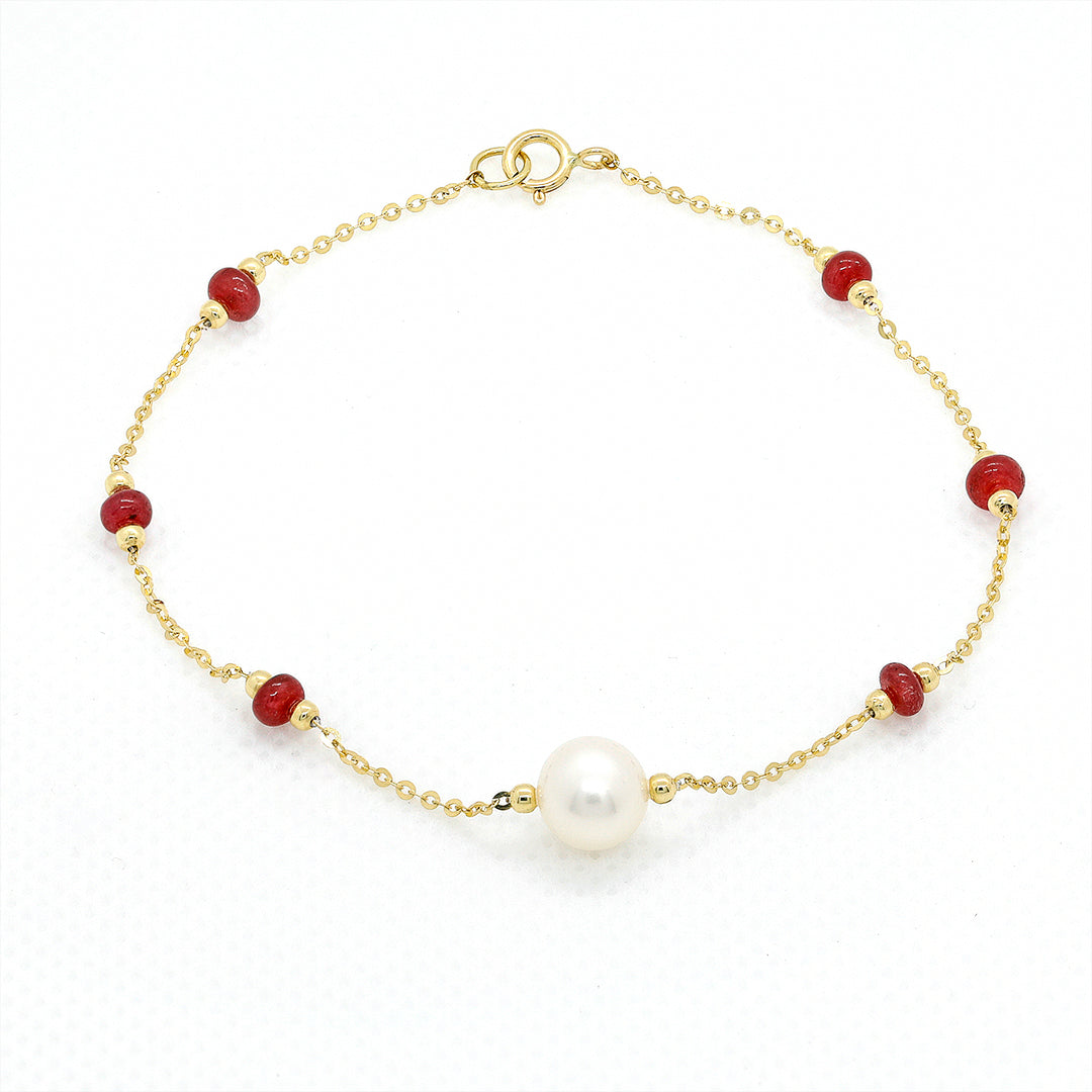 Sakura Ruby Dewdrop Pearl Bracelet