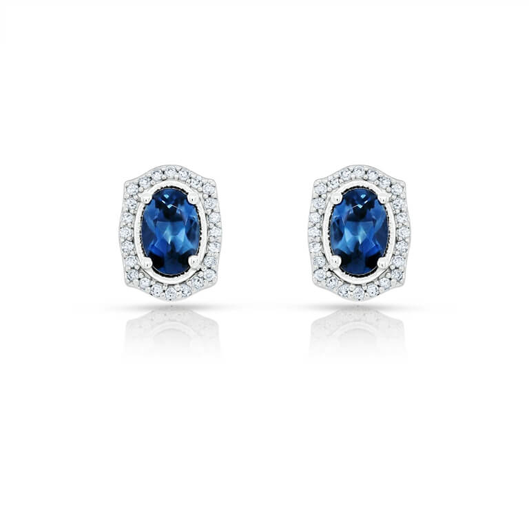 Precious Oval Shaped Blue Topaz Earrings