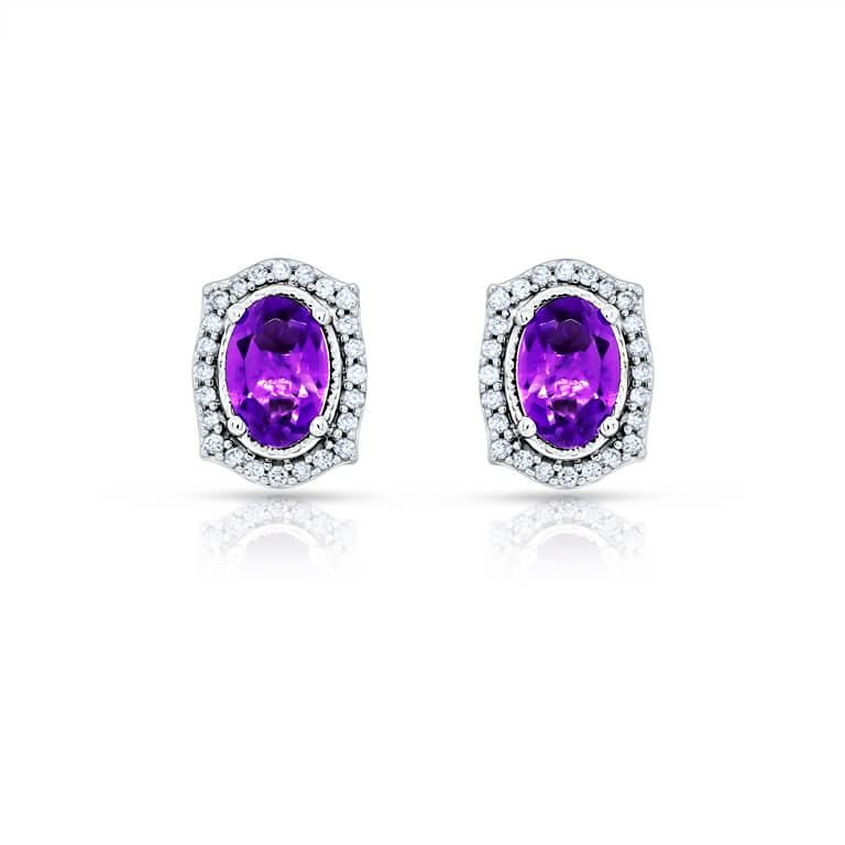 Precious Oval Shaped Amethyst Earrings