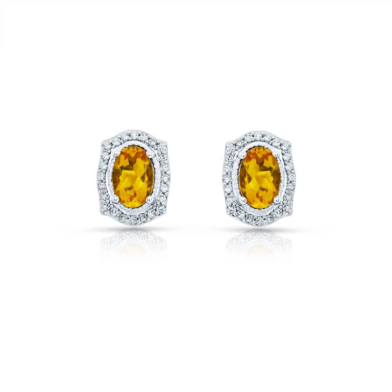 Precious Oval Shaped Citrine Earrings