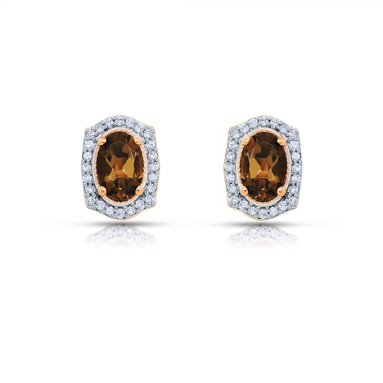 Precious Oval Shaped Smoky Quartz Earrings