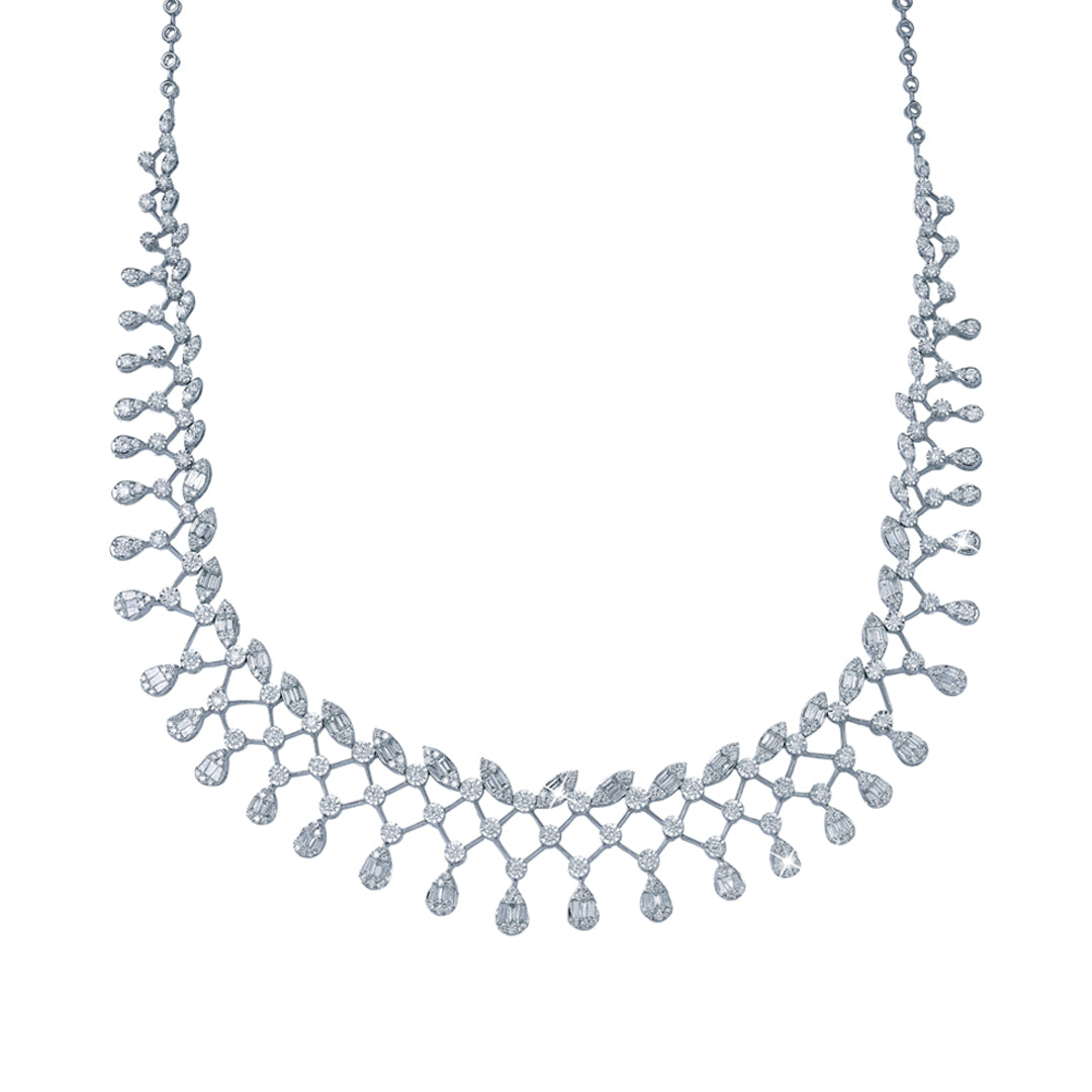 Pear & Marquise Diamond Collar Necklace in 18K White Gold
