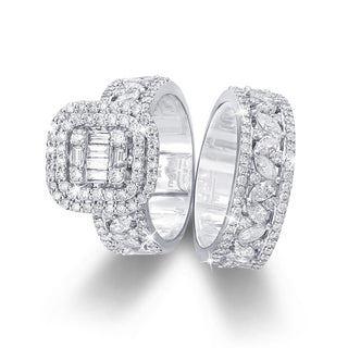 Multi-Cut Diamond Rings in 18K White Gold - Love Bands