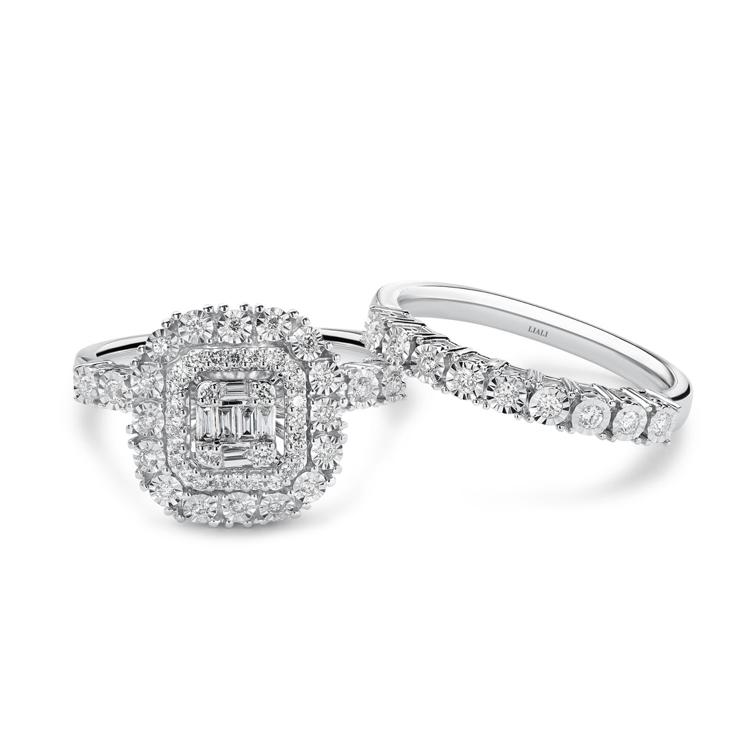 Diamond Halo Engagement & Wedding Bands in 18K White Gold - Love Bands